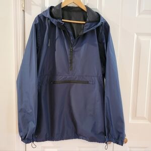 Men's‎ Saphirose Hooded Pullover Windbreaker Jacket Anorak Blue 1/2 Zip